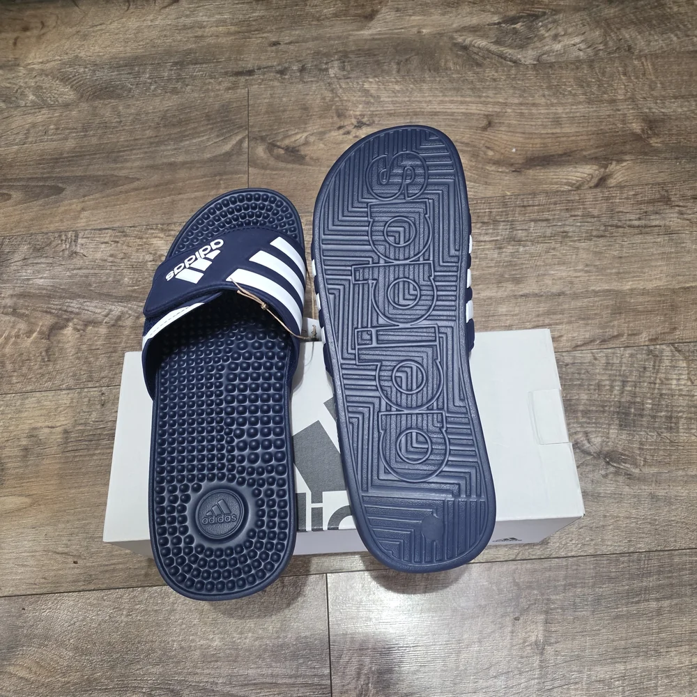 Adidas Navy and White Slide  Men Size 13 Sandals